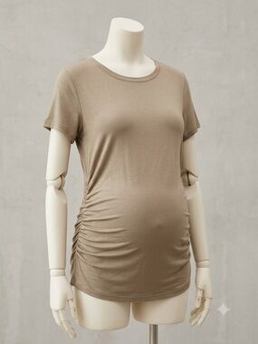 Everyday Ruched Maternity Tee - Taupe